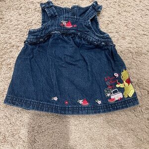 Disney Blue Denim Dress with Winnie the Pooh Embroidered Details